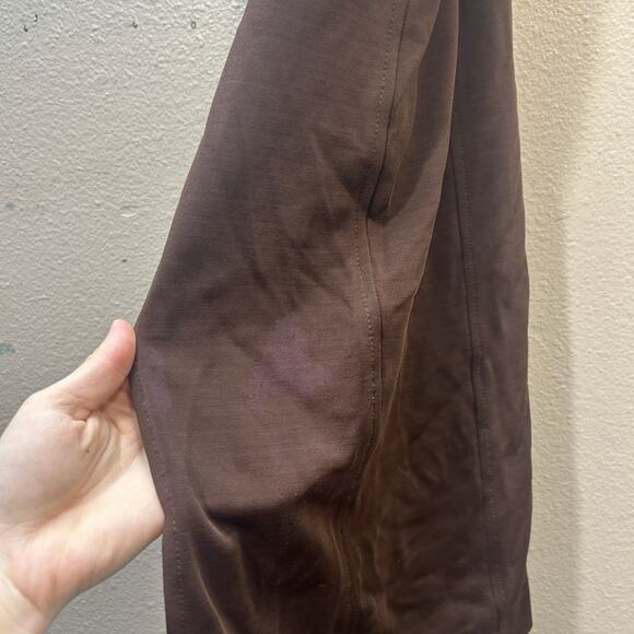 Vtg Tadashi Shoji Brown Long Mesh Sheer Sleeves Dress Formal Evening Gown SZ L - Picture 3 of 16